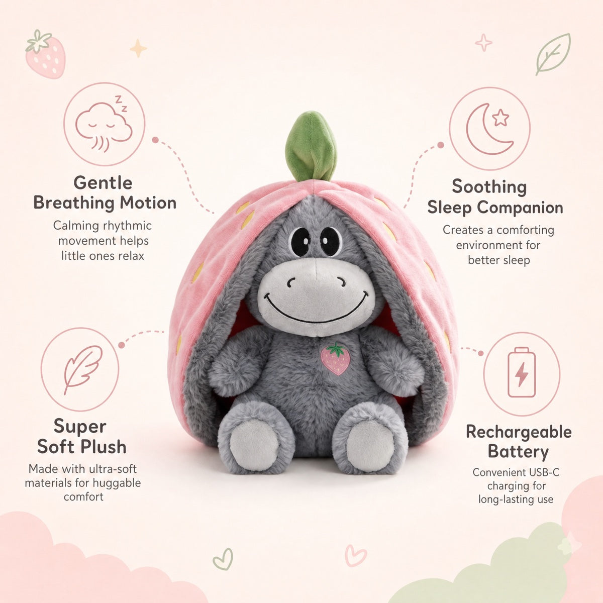LumiLoo™ Breathing Plush Toy with Soothing Music & Gentle Night Light